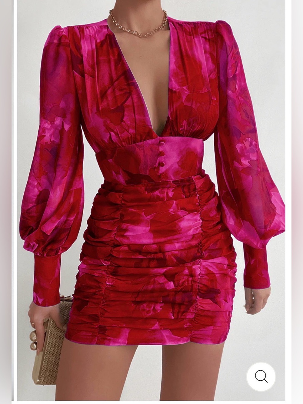 RNWY The Label Plunge Ruched Dress